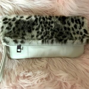 Carlos Santana Handbag, Clutch, Faux Leopard , Like New